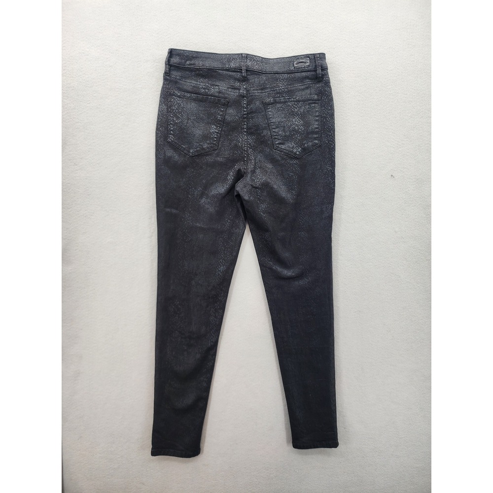 Seven7 Ultra High Rise Skinny Jeans Black Snakeskin Animal Print Pants Size 10 - Picture 6 of 15